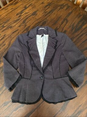 White House Black Market Black and White Polka Dot Peplum Blazer